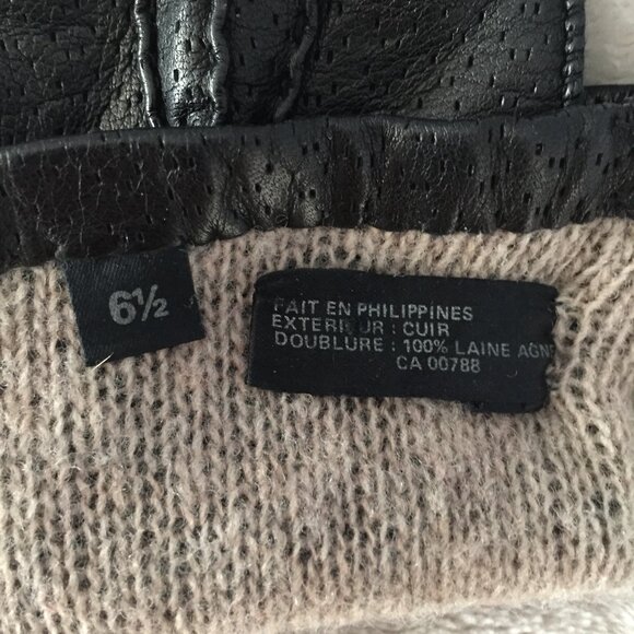 Black leather gloves sz 6.5 - Picture 7 of 9